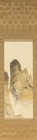 仙山懸瀑・東方朔・白雲寄峯三幅対 Mountain and Waterfall